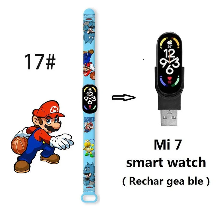 Super Marios Bros Bluetooth Smart Watch M7 Bracelet Sports Electronic Heart Rate Blood Pressure Blood Oxygen Monitoring Watch Gi