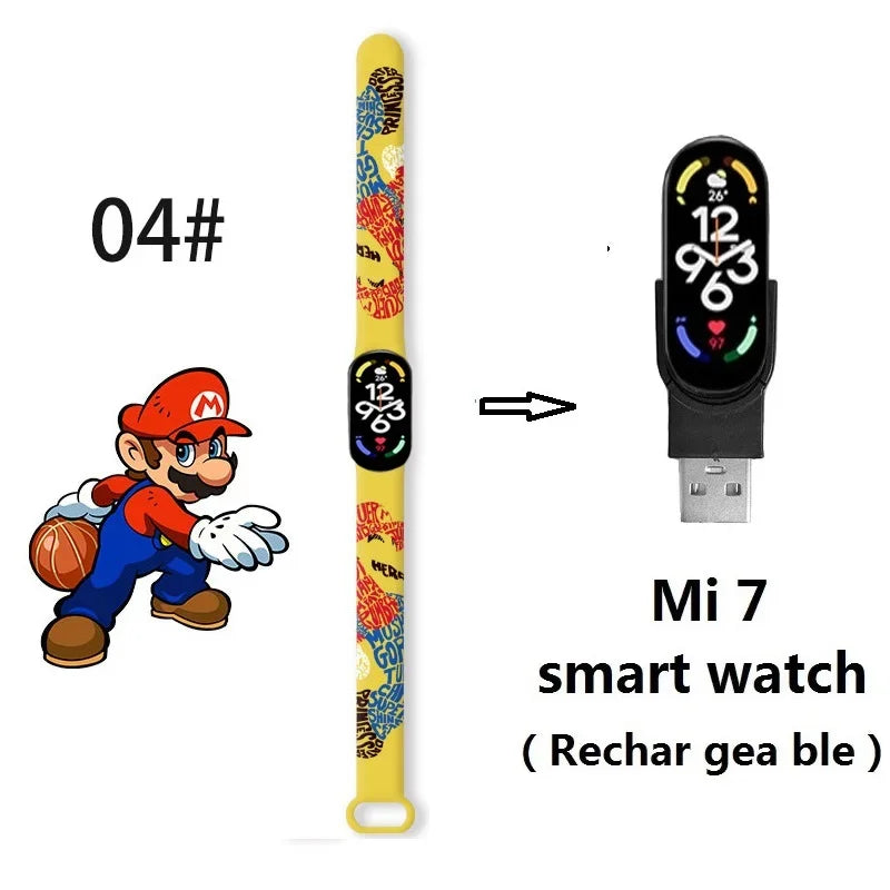 Super Marios Bros Bluetooth Smart Watch M7 Bracelet Sports Electronic Heart Rate Blood Pressure Blood Oxygen Monitoring Watch Gi