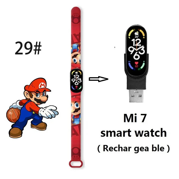 Super Marios Bros Bluetooth Smart Watch M7 Bracelet Sports Electronic Heart Rate Blood Pressure Blood Oxygen Monitoring Watch Gi