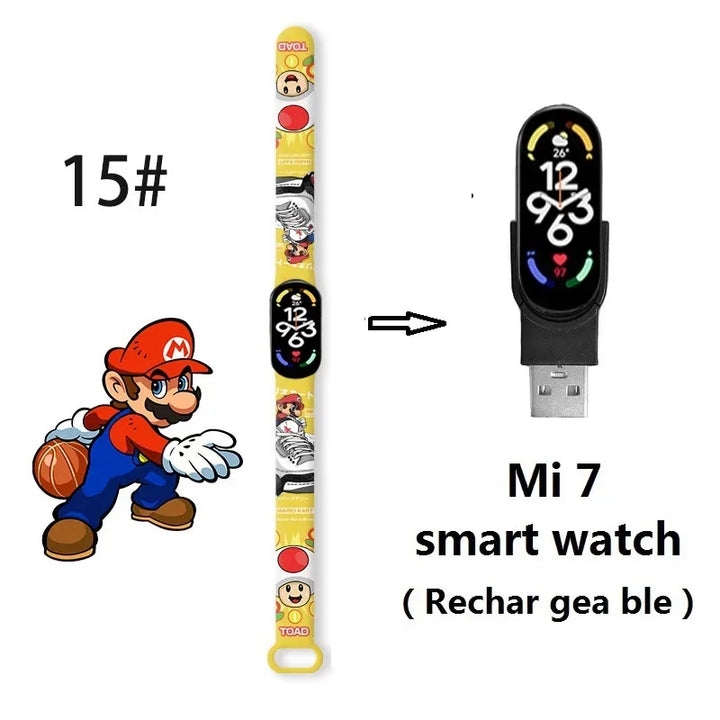 Super Marios Bros Bluetooth Smart Watch M7 Bracelet Sports Electronic Heart Rate Blood Pressure Blood Oxygen Monitoring Watch Gi