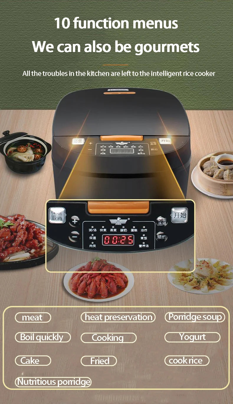 Household Rice Cooker Intelligent Appointment Timing Heating Rice Cooker High-fire Fast Cooking Multi-function Rice Cooker