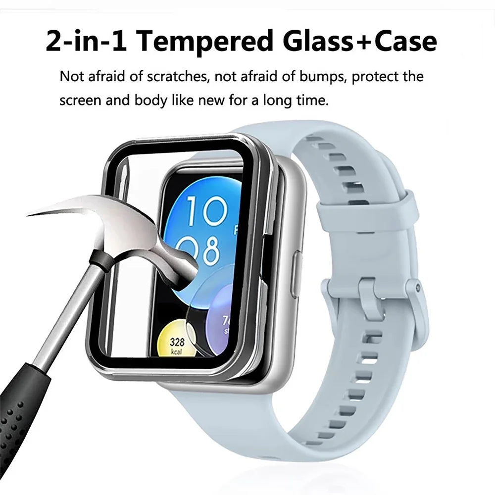 Glass+Case For HUAWEI watch fit 2 screen protector smartwatch