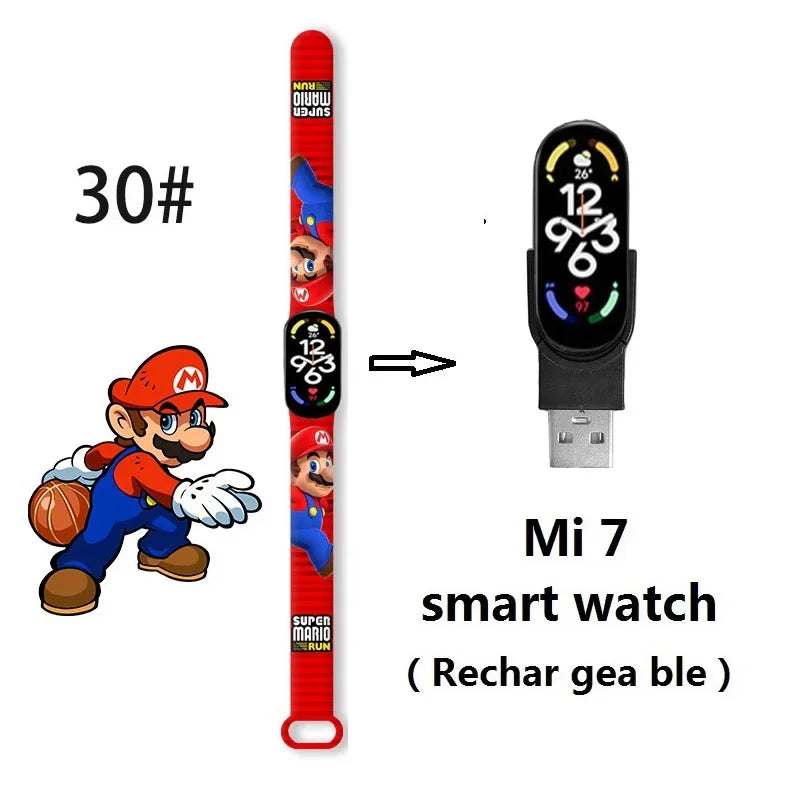 Super Marios Bros Bluetooth Smart Watch M7 Bracelet Sports Electronic Heart Rate Blood Pressure Blood Oxygen Monitoring Watch Gi