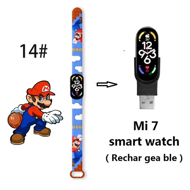 Super Marios Bros Bluetooth Smart Watch M7 Bracelet Sports Electronic Heart Rate Blood Pressure Blood Oxygen Monitoring Watch Gi